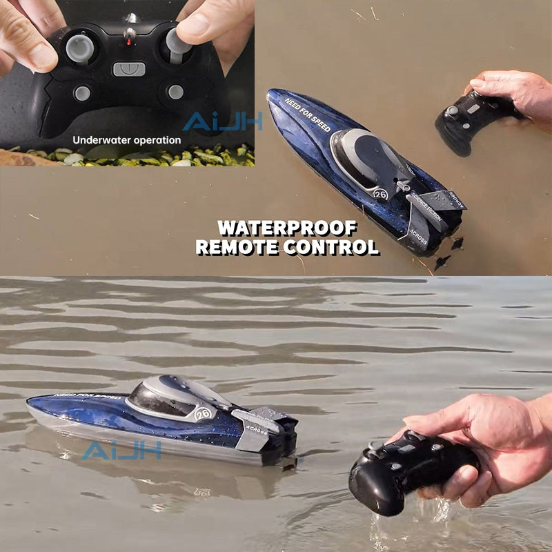 Beginner’s High-Speed RC Racing Boat with LED Lights – Durable & Easy to Pilot