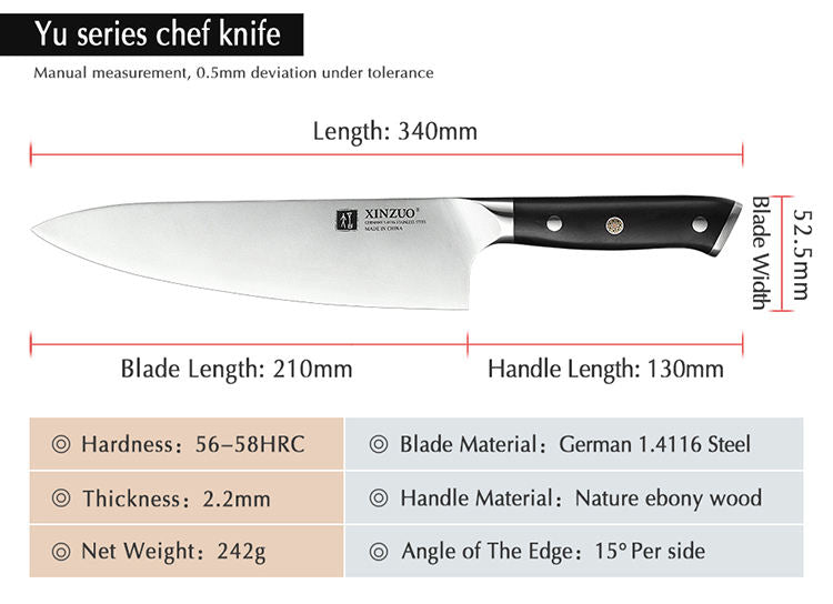 XINZUO YU SERIES Stainless Steel 8 Inch Chef Knife