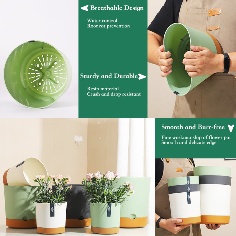 Self-Watering Plastic Planters Indoor/Outdoor Flower Pot