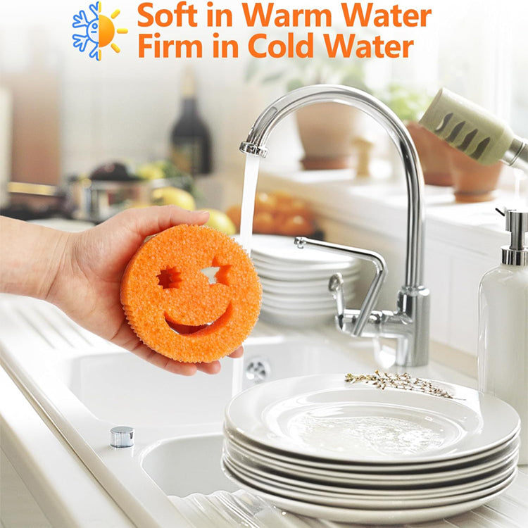 3 Colorful Smile Scrub Sponges, Temperature Controlled Dish Sponge