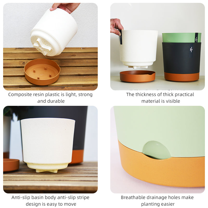 Self-Watering Plastic Planters Indoor/Outdoor Flower Pot