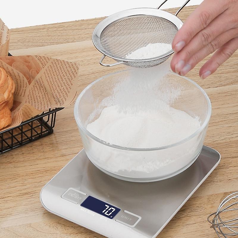 Food Kitchen Scale, White, Digital Grams and Ounces, LCD Display, Medium, 304 Stainless Steel