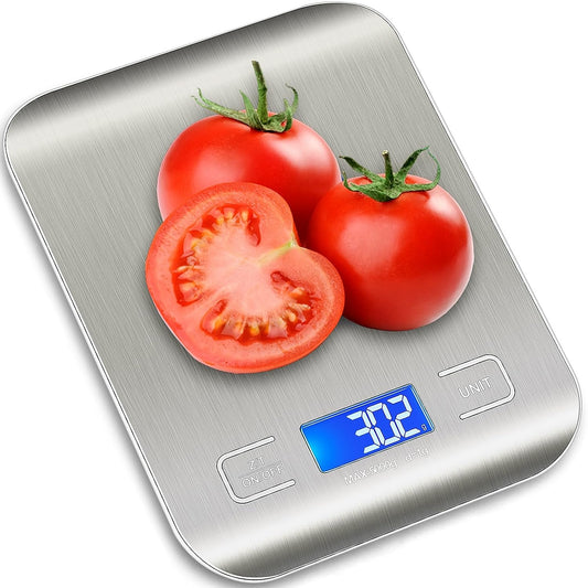 Food Kitchen Scale, White, Digital Grams and Ounces, LCD Display, Medium, 304 Stainless Steel
