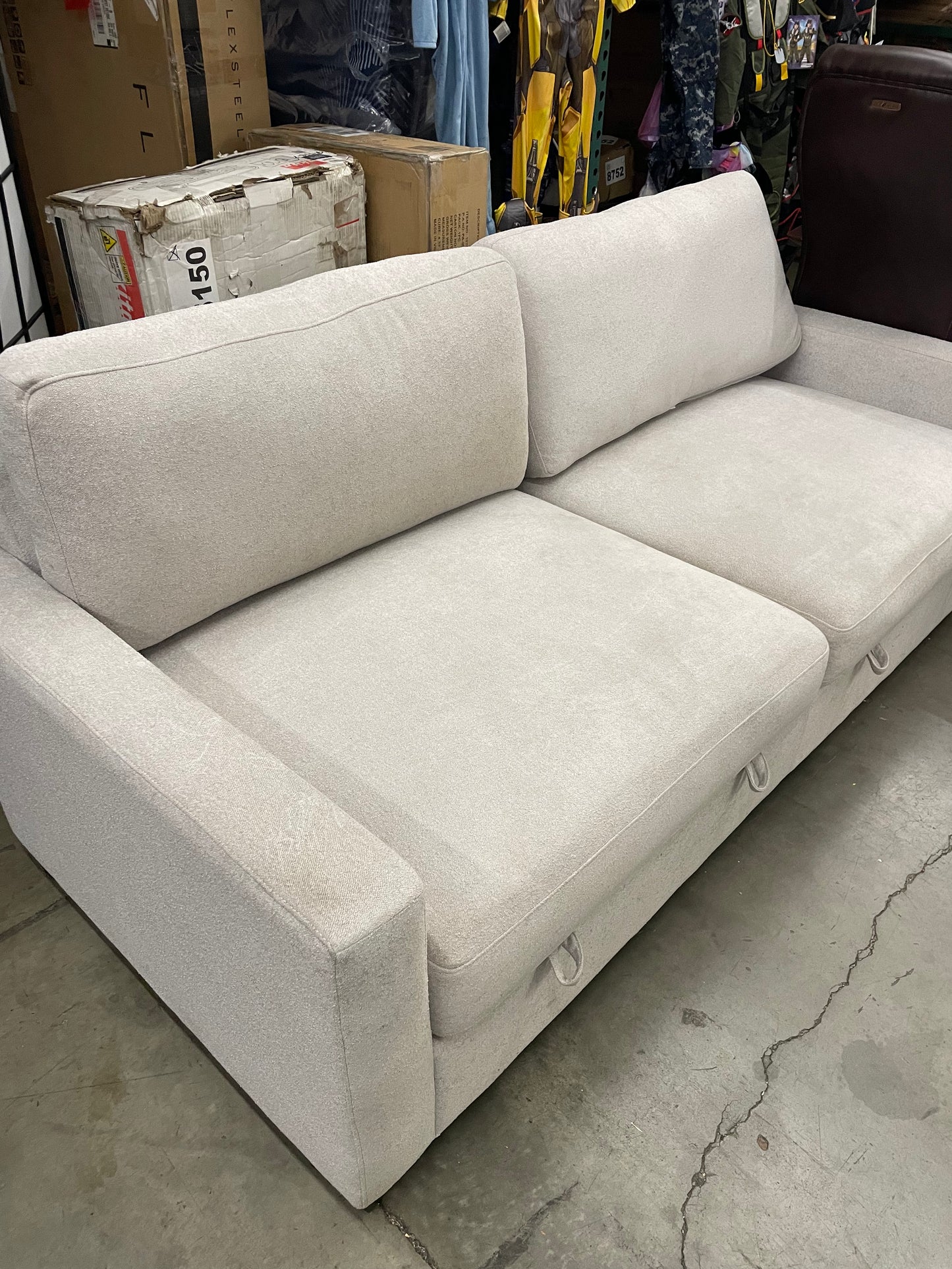 Thomasville Lambert Fabric Sofa with 2 Storage Seats - Retail $700