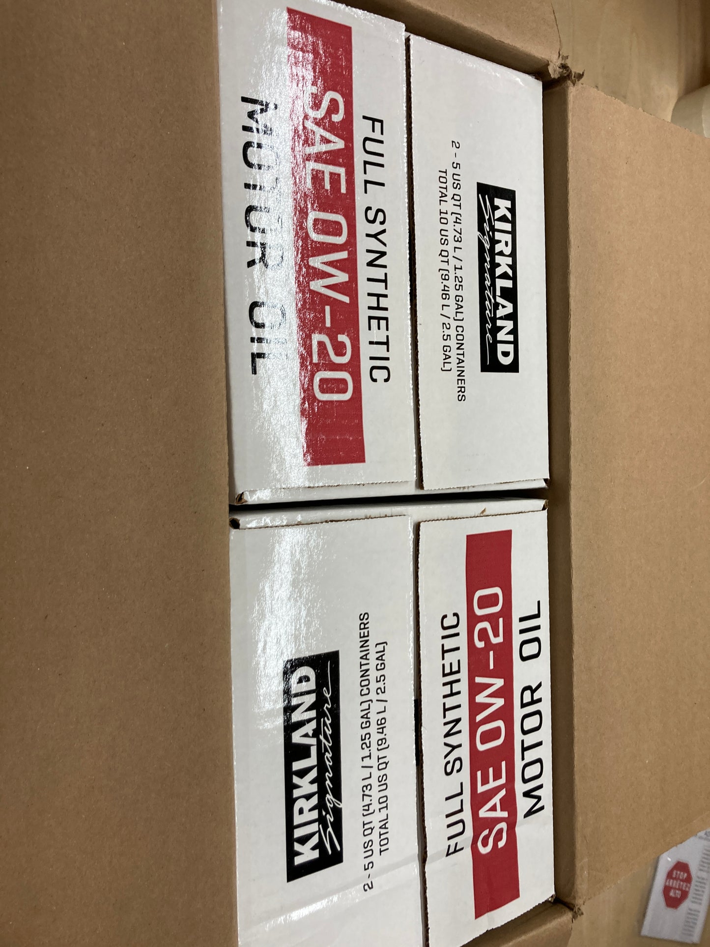 Kirkland Signature 0w-20 Full Synthetic Motor Oil 5-Quart 4-pack - Retail $79