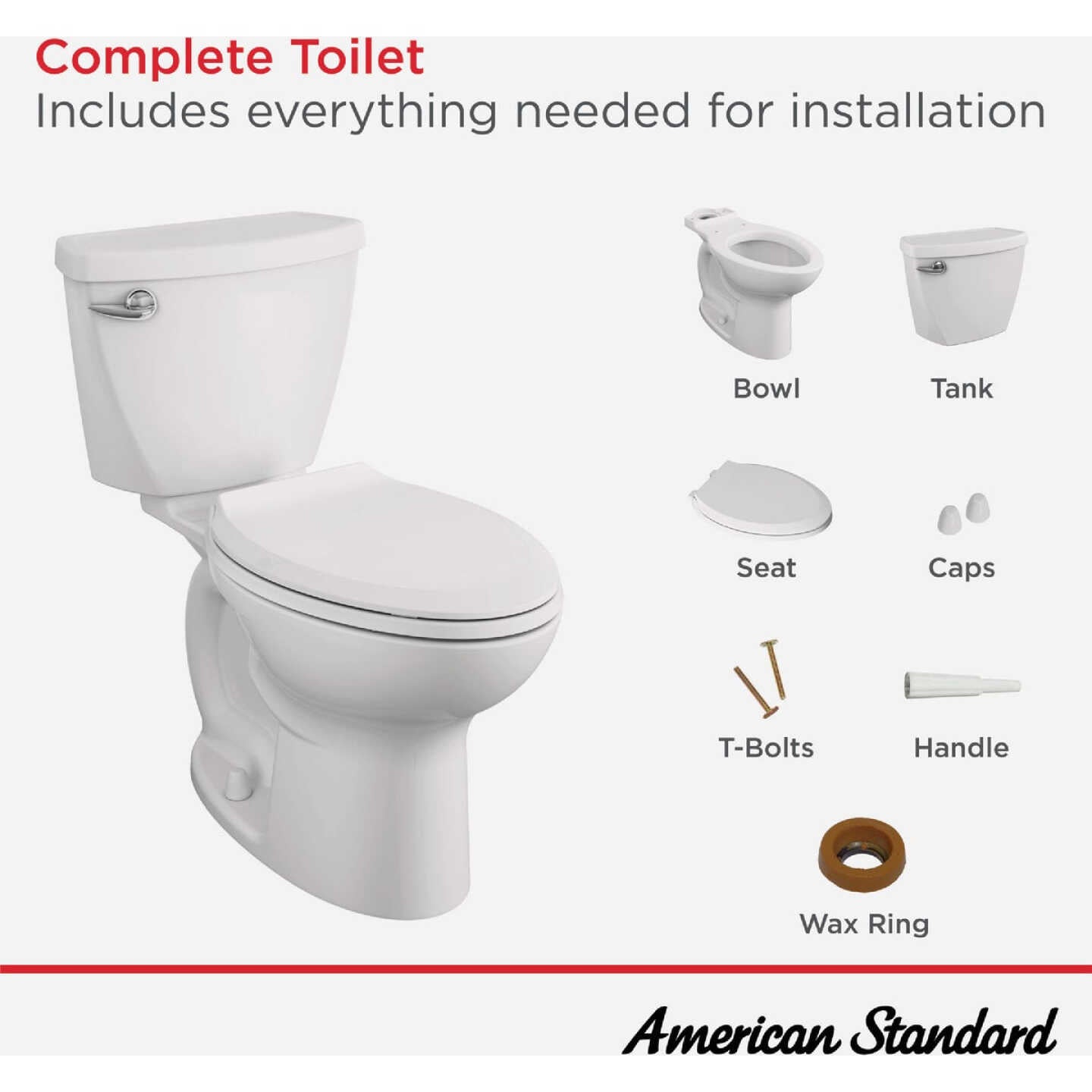 American Standard Cadet 3 10 In. Rough-In White Chair Height Elongated Bowl 1.28 GPF Toilet