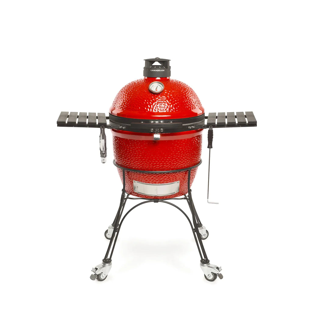 NEW - Kamado Joe KJ23RHC Classic Joe II 18-inch Charcoal Grill with Cart and Side Shelves, Blaze Red - Retail $1299