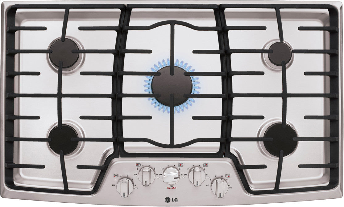 NEW - LG 36 in. Recessed Gas Cooktop in Stainless Steel w/5, Heavy Duty Cast Iron Grates - Retail $1259