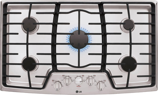 NEW - LG 36 in. Recessed Gas Cooktop in Stainless Steel w/5, Heavy Duty Cast Iron Grates - Retail $1259