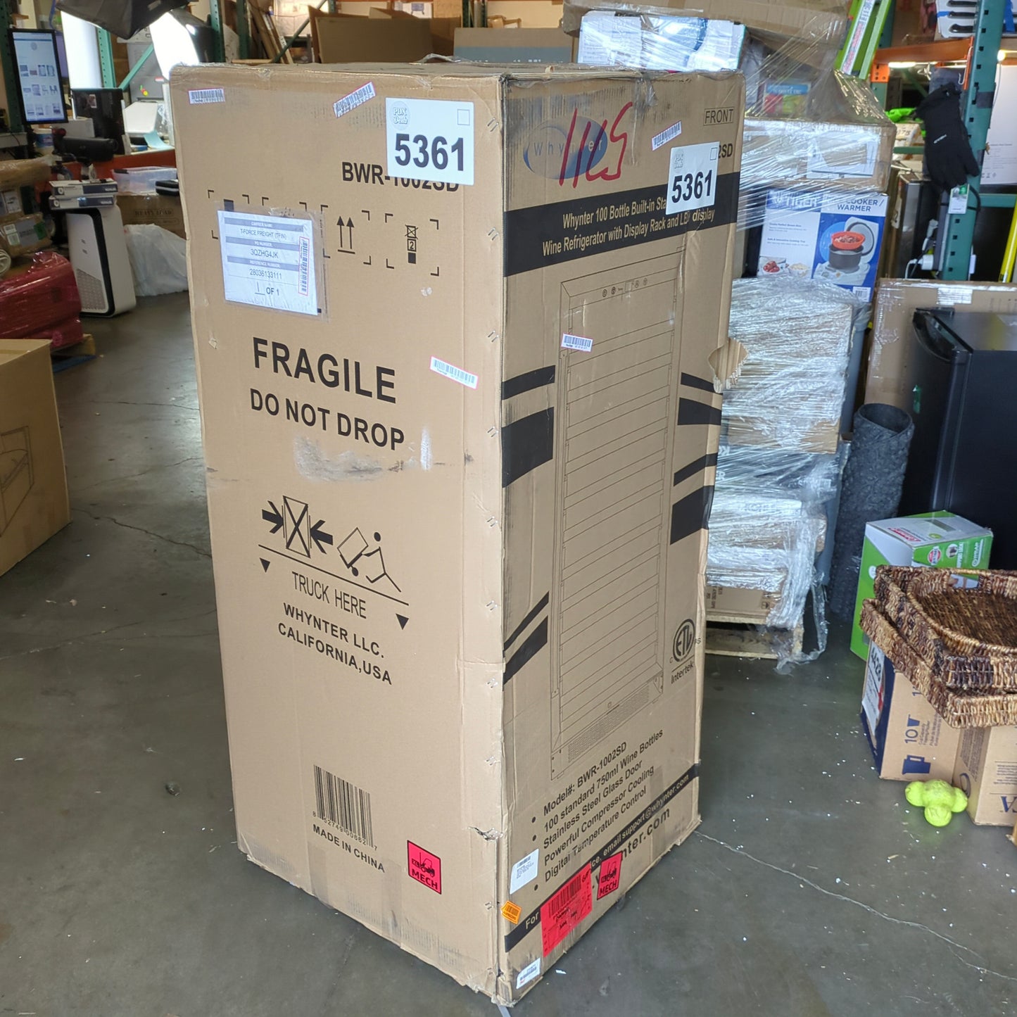 NEW - Whynter BWR-1002SD 100 Built-in or Freestanding Stainless Steel Compressor Large Capacity Wine Refrigerator Rack for Open LED Display, Black-100 Bottle, Black - Retail $1083