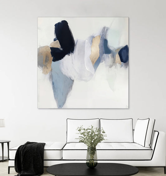 Soft Tides in Blue and Gold 54x54