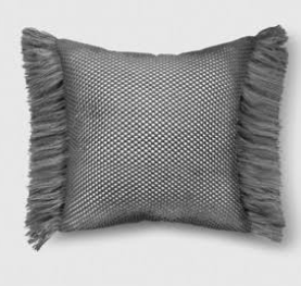 set of 2 -20"x20" Faux Natural Knit Fringed Pillow Gray - Threshold™
