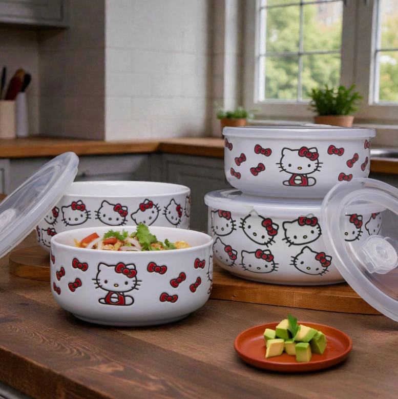 8-Piece Ceramic Food Storage - Hello Kitty
