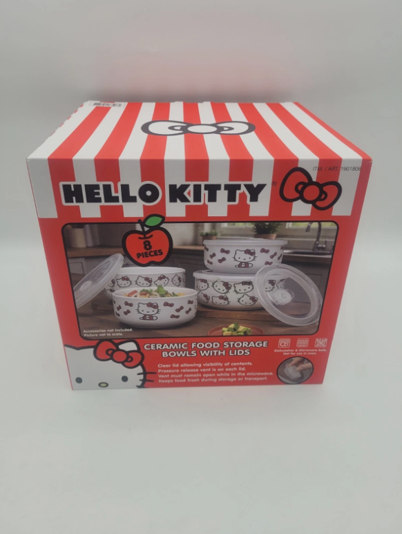 8-Piece Ceramic Food Storage - Hello Kitty