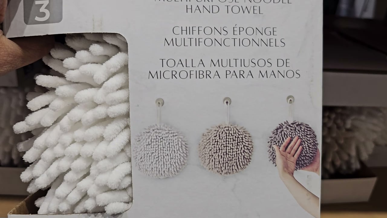 Multi-Purpose Chenille Noodle Hand Towels, 3-Pack