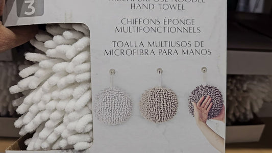 Multi-Purpose Chenille Noodle Hand Towels, 3-Pack