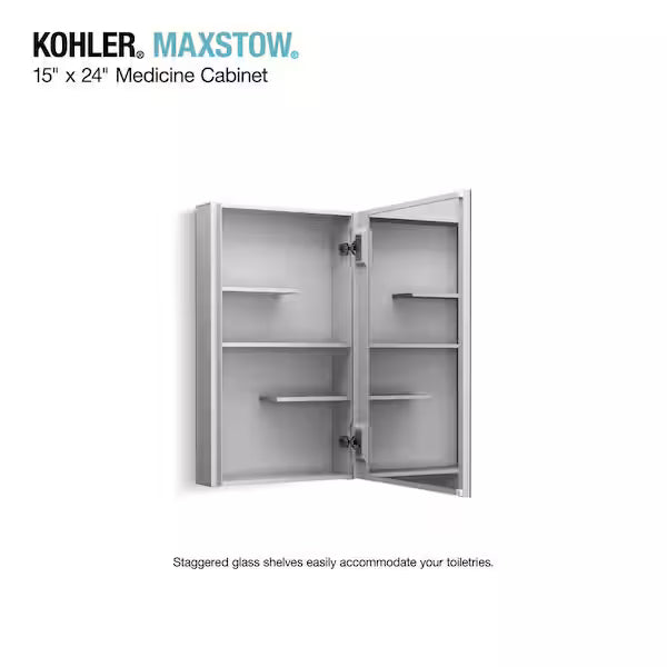 Maxstow 15 in. x 24 in. Frameless Surface-Mount Soft Close Medicine Cabinet with Mirror