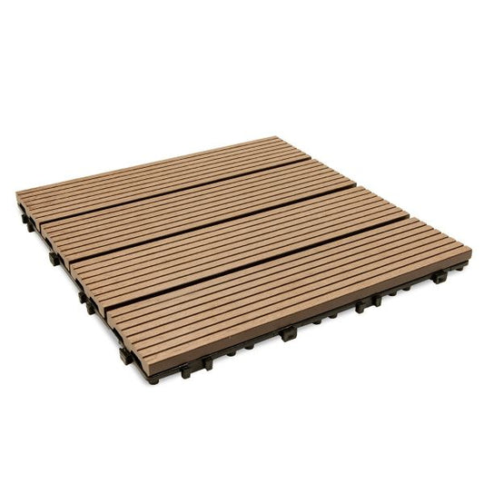 Golden Select Light Brown Composite Deck Tiles, 8 Pack