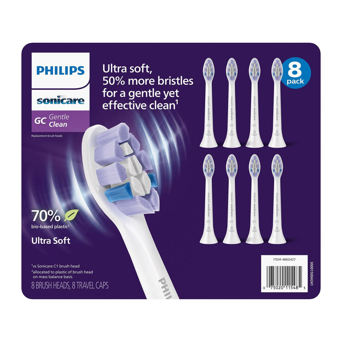 Philips Sonicare Gentle Clean 8-Pack Ultra Soft Bristle Replacement Brush Heads
