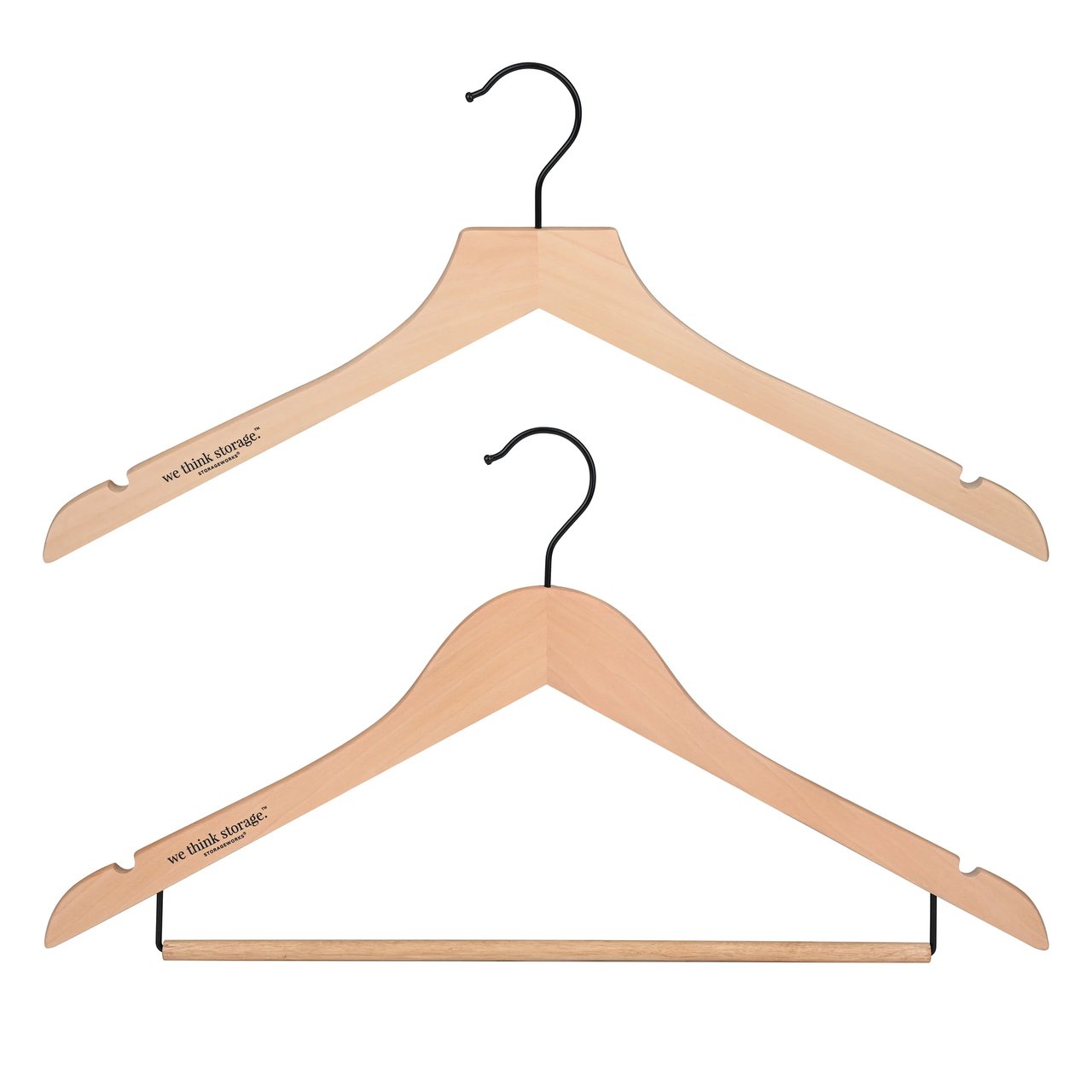 We Think Storage Premium Slim Wood Hangers, 30-Count Combo Pack