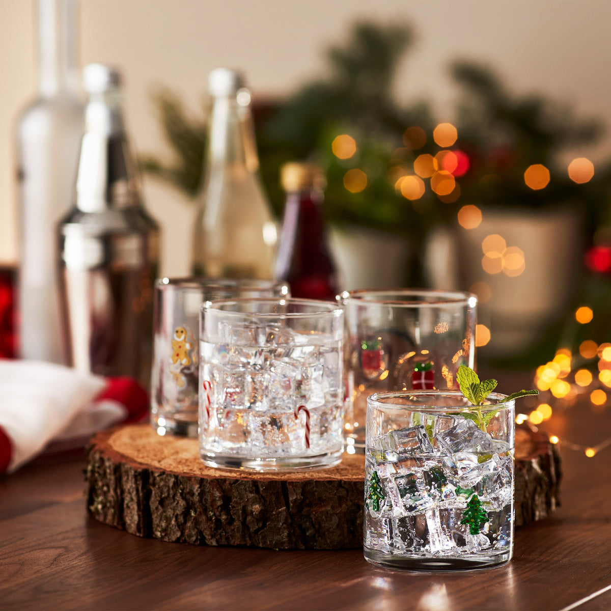 Pandex 14 oz Holiday Icon Glass Tumblers, 4-Pack