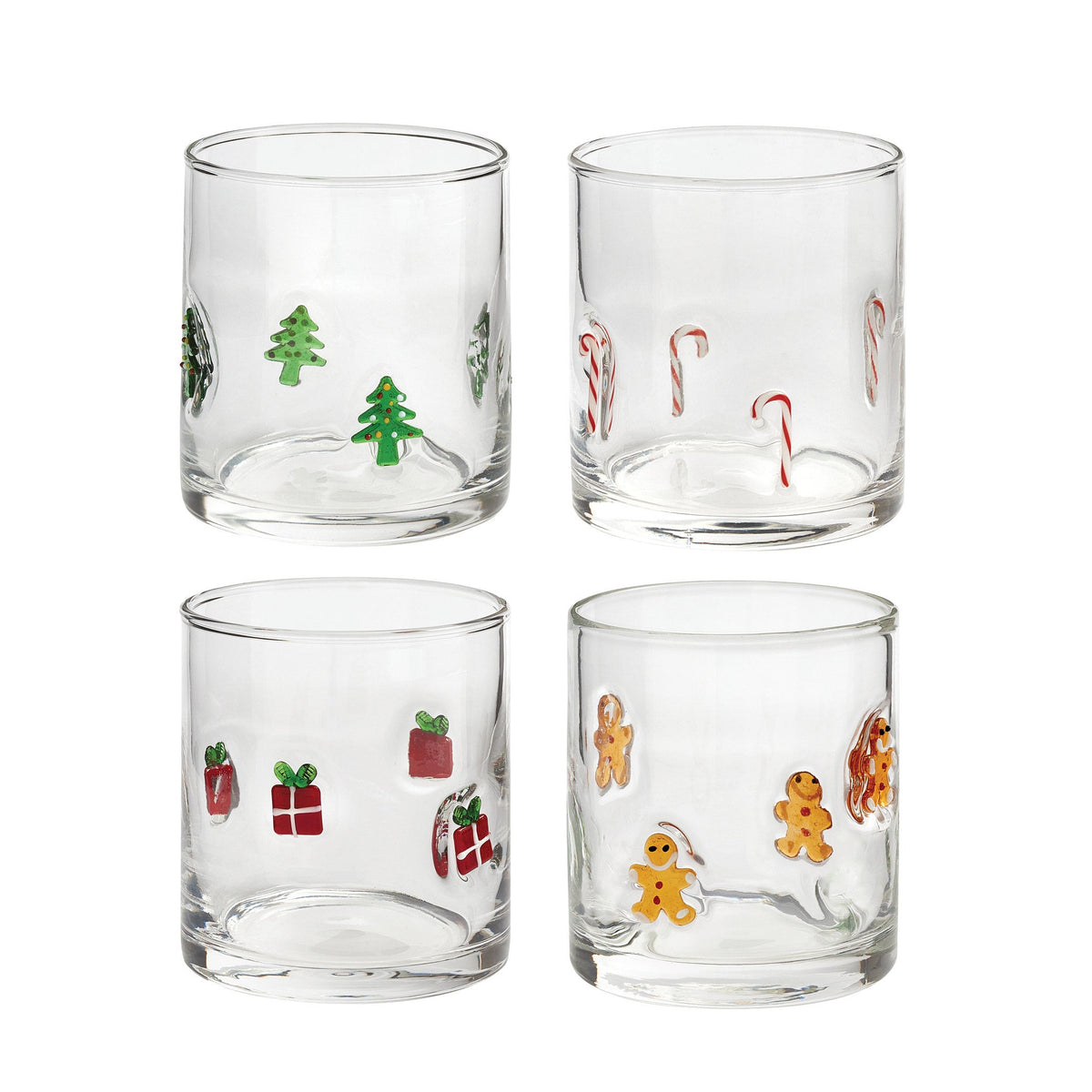 Pandex 14 oz Holiday Icon Glass Tumblers, 4-Pack