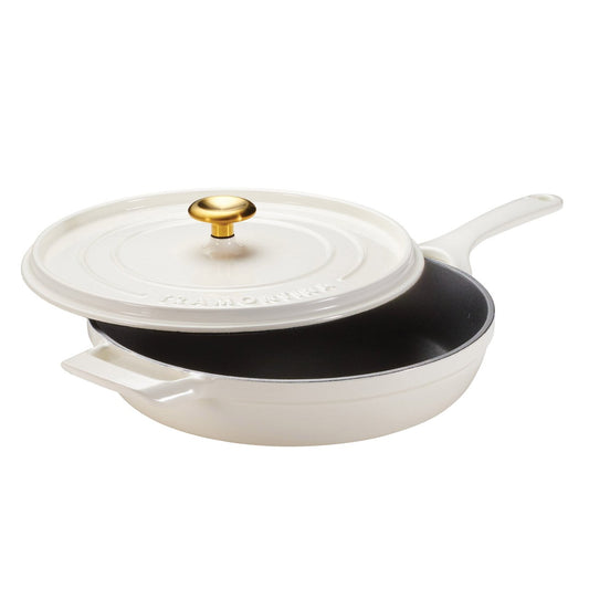 Tramontina 12" Enameled Cast Iron Skillet with Lid In White