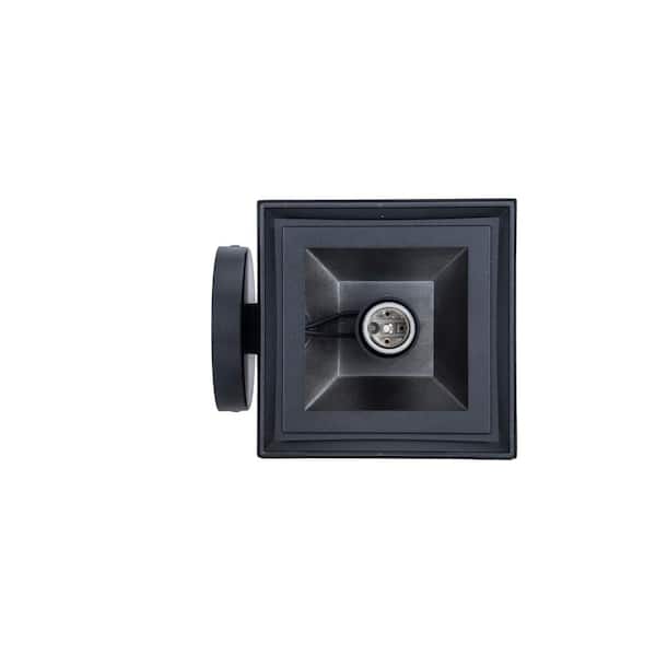 Hampton Bay Ashton 10.87 in. 1-Light Black Hardwired Outdoor Wall Light Lantern Sconce with Seeded Glass and with No Bulb Included 5284002012