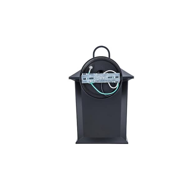 Hampton Bay Ashton 10.87 in. 1-Light Black Hardwired Outdoor Wall Light Lantern Sconce with Seeded Glass and with No Bulb Included 5284002012