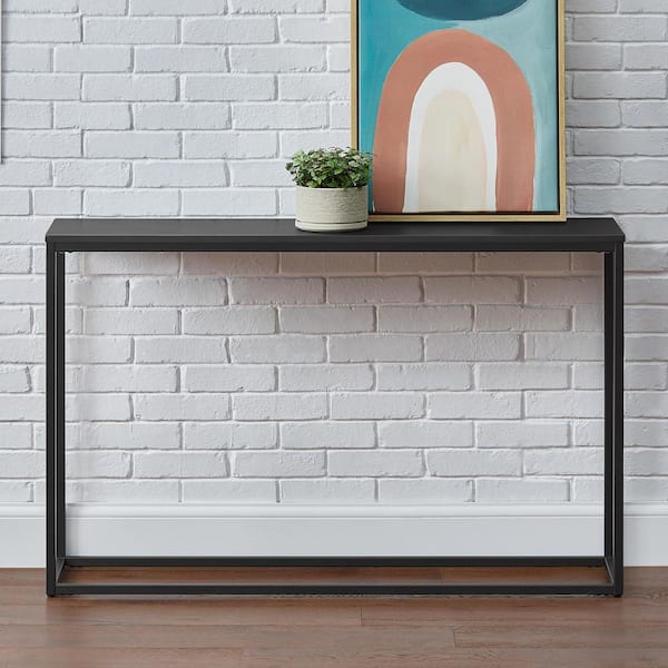 Black Console Table with Black Wood Top