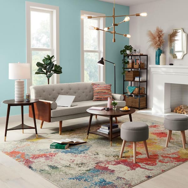 58 in. Black Metal/Haze Wood Finish 5-shelf Accent Bookcase with Open Back