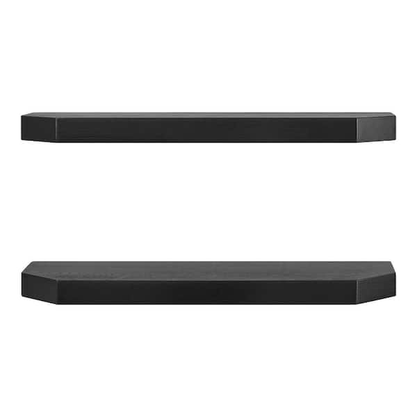 Wall Shelf with Ledge 24in. W x 7in. D Black Decorative