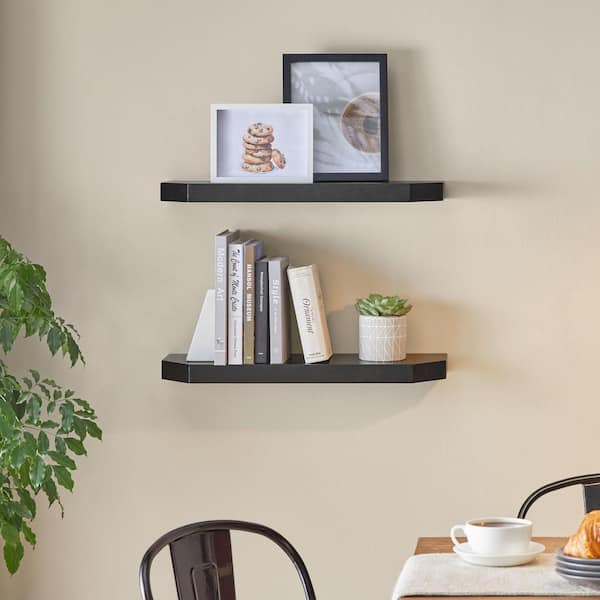 Wall Shelf with Ledge 24in. W x 7in. D Black Decorative