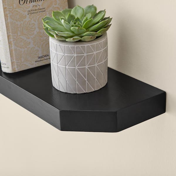 Wall Shelf with Ledge 24in. W x 7in. D Black Decorative