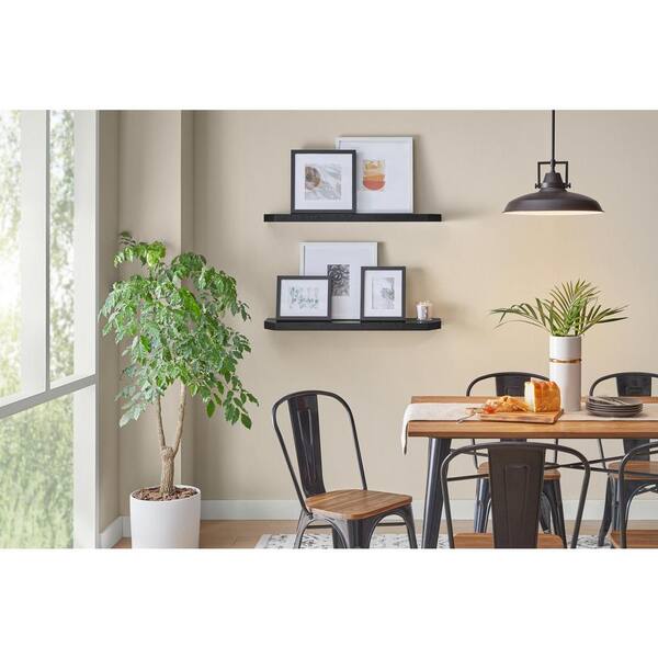 36 in. W x 7 in. D Black Decorative Wall Shelf with Ledge (Set of 2)