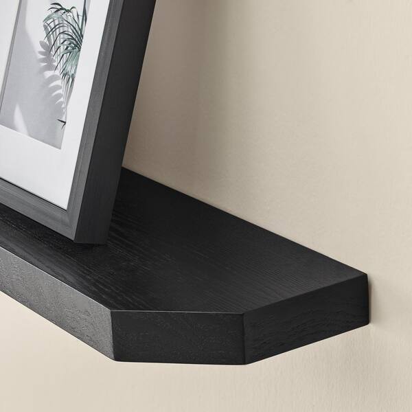 36 in. W x 7 in. D Black Decorative Wall Shelf with Ledge (Set of 2)