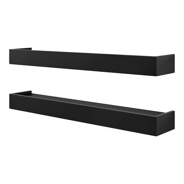 36 in. W x 5.9 in. D Black Decorative Wall Shelf with Ledge (Set of 2)