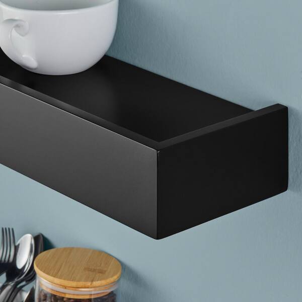 36 in. W x 5.9 in. D Black Decorative Wall Shelf with Ledge (Set of 2)