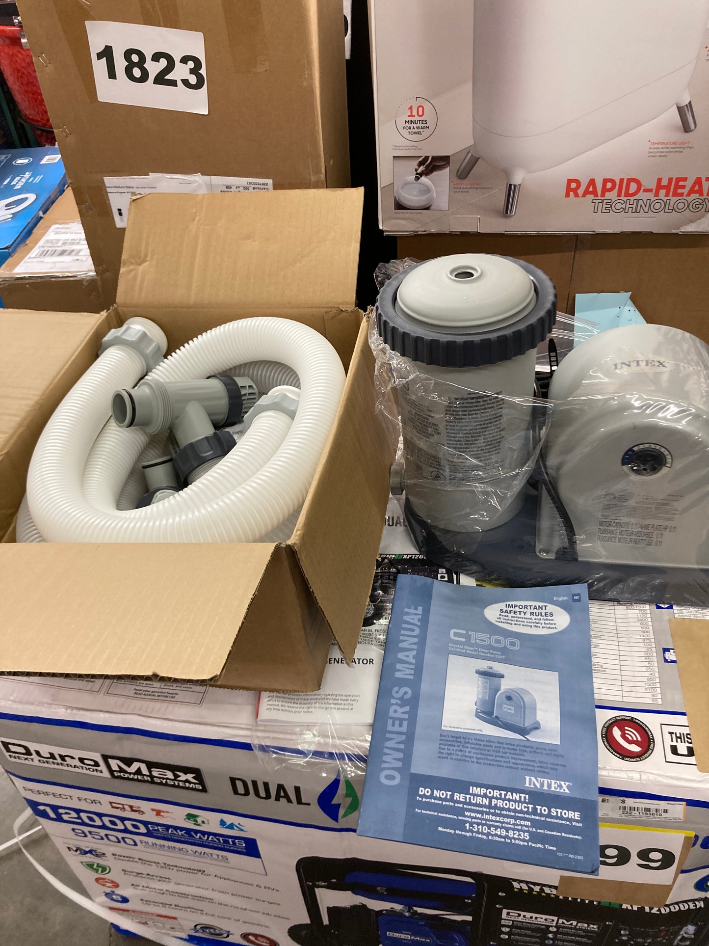 NEW - Intex 28635EG 1500 GPH Krystal Clear Cartridge Filter Pump System with 1,180 GPH Flow Rate, 110-120V GFCI, and Automatic Timer for Above Ground Pools - Retail $79