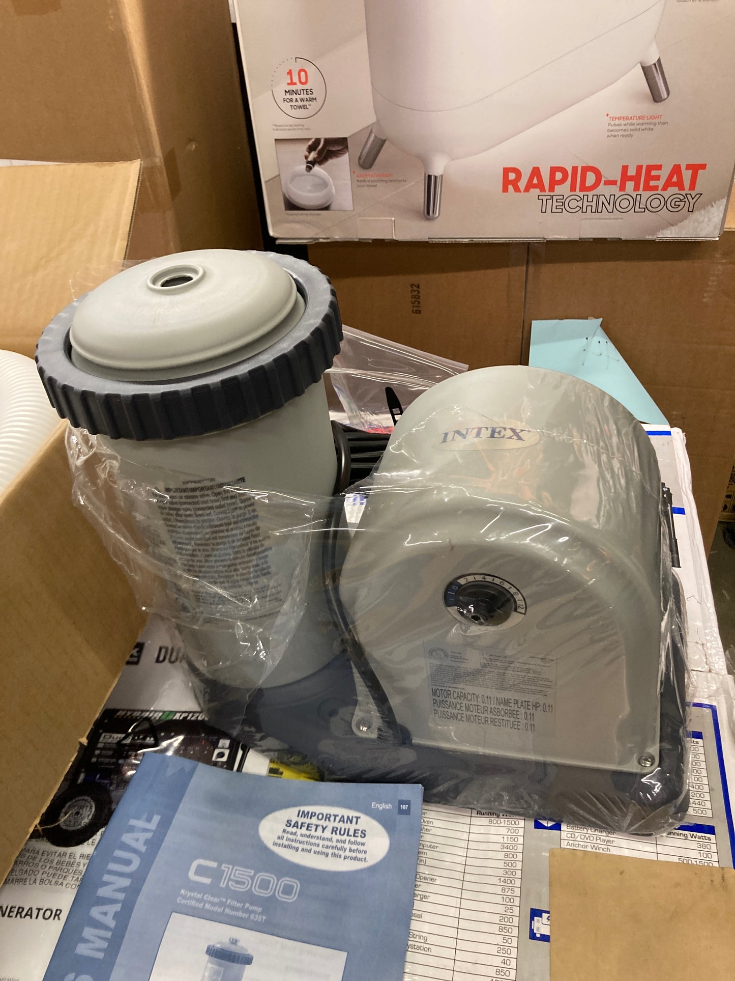 NEW - Intex 28635EG 1500 GPH Krystal Clear Cartridge Filter Pump System with 1,180 GPH Flow Rate, 110-120V GFCI, and Automatic Timer for Above Ground Pools - Retail $79