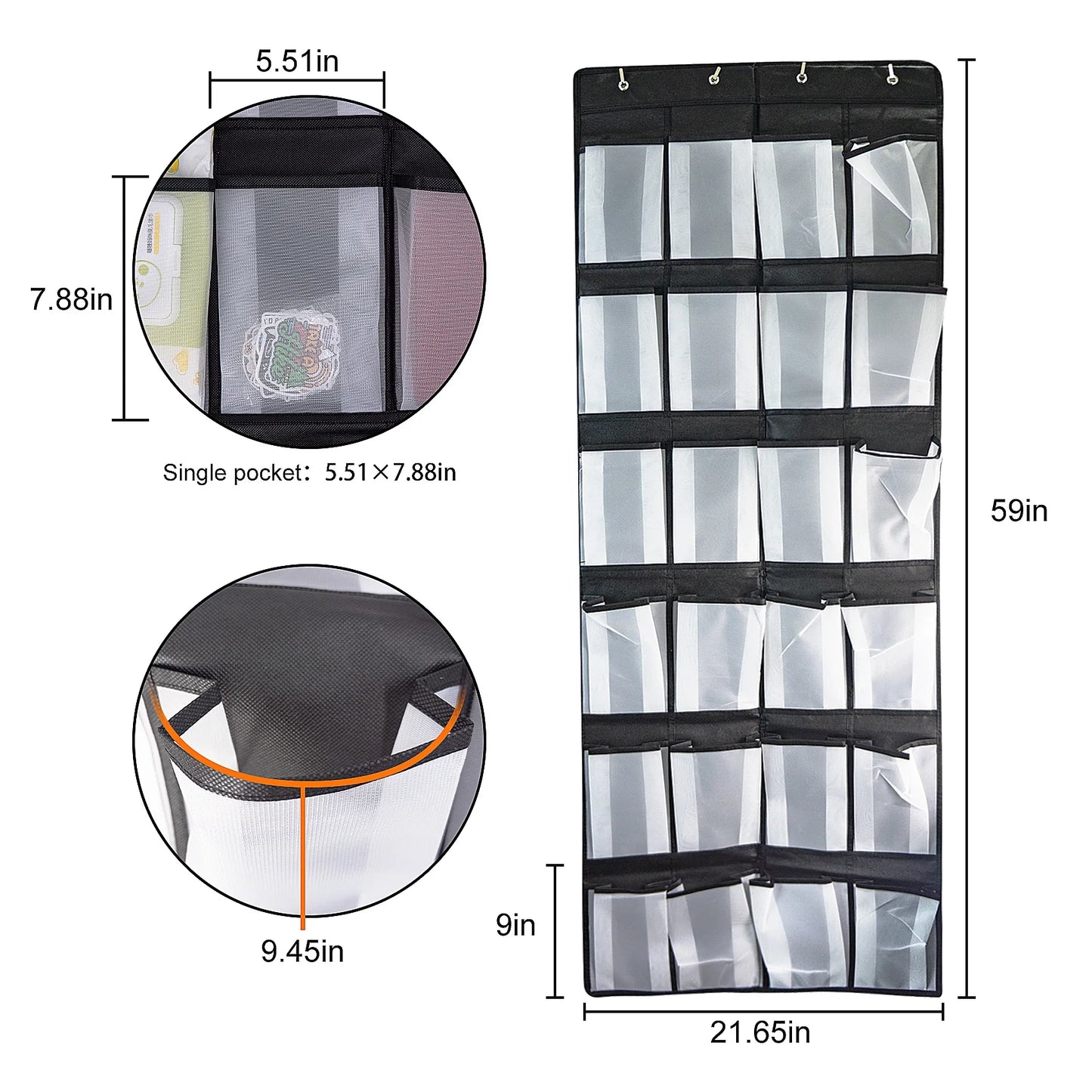 Over The Door Shoe Organizer 24 Mesh Pockets Hanging Shoe Rack