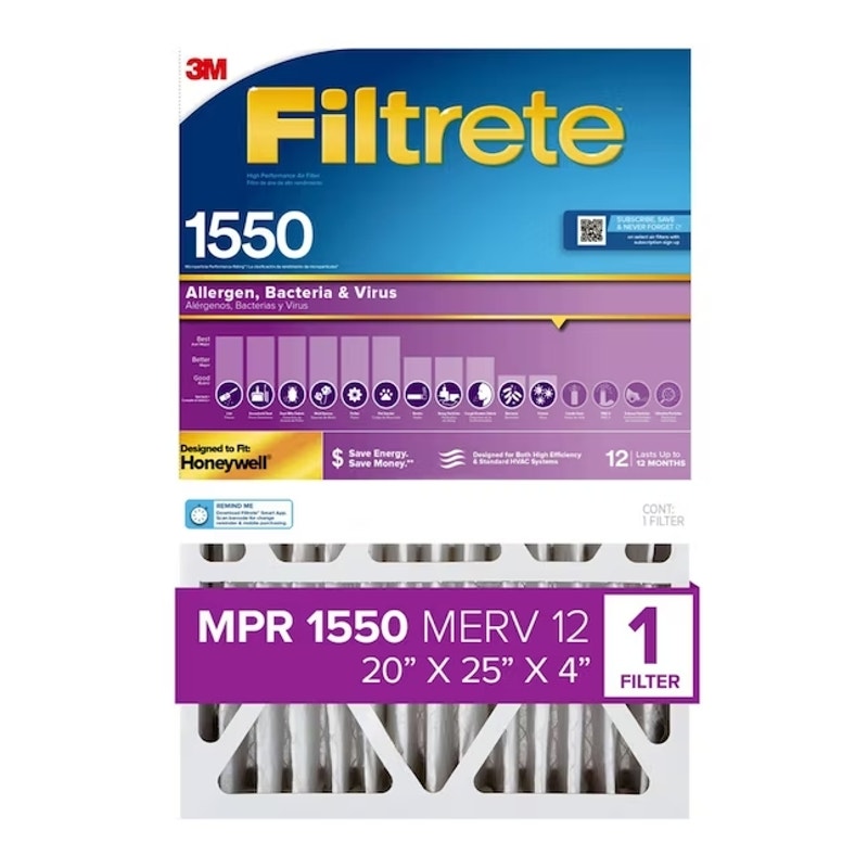 NEW - Filtrete 20x25x4 Air Filter, MPR 1550, MERV 12, Healthy Living Ultra Allergen Healthy Living 12-Month Deep-Pleated 4-Inch Air Filter