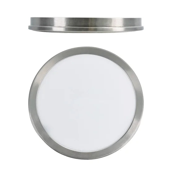 Energetic 14 inch Brushed Nickel Slim LED Flush Mount Light Fixture