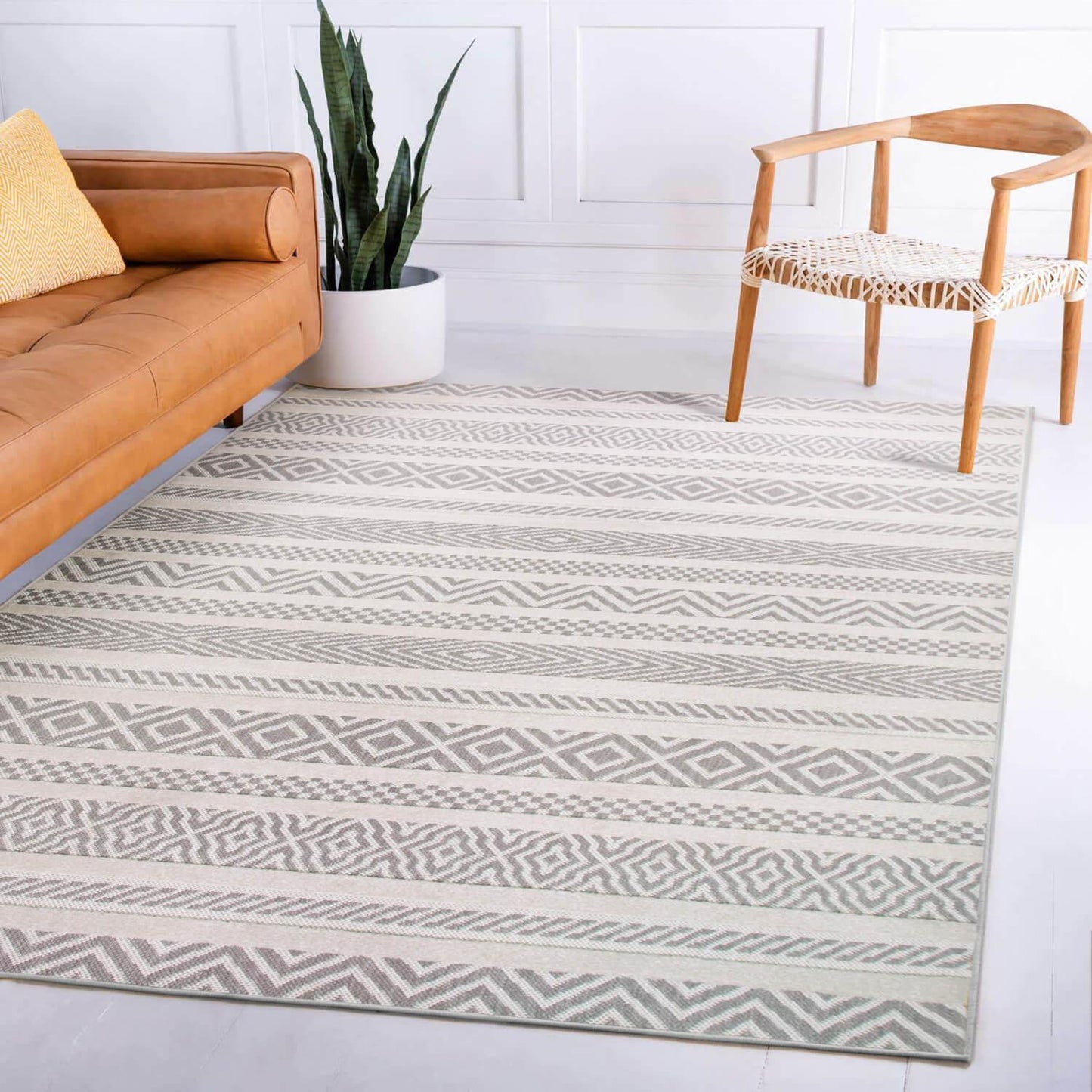 NEW - Leick Home 595777 Everald Multi-Pattern Indoor Outdoor Area Rug Rectangle 3'x5' - Retail $43