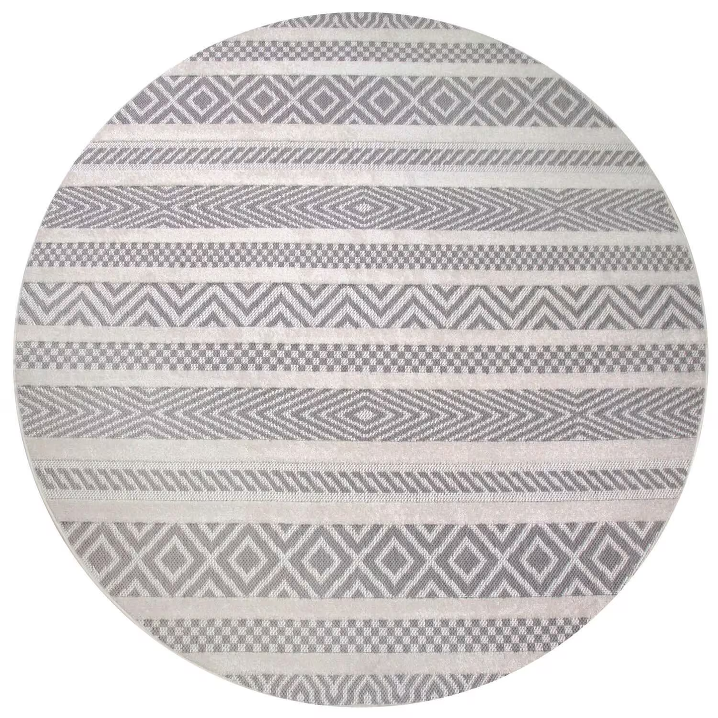 NEW - Leick Home 595801 Everald Multi-Pattern Indoor Outdoor Area Rug Round 5ft3in - Retail $100