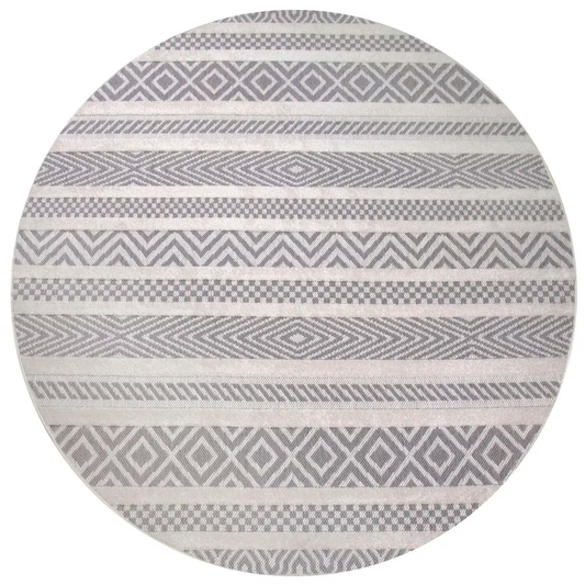 NEW - Leick Home 595801 Everald Multi-Pattern Indoor Outdoor Area Rug Round 5ft3in - Retail $100