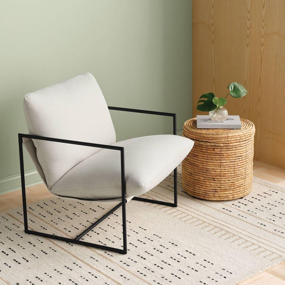 Metal Framed Sling Dorm Chair Off White - Room Essentials