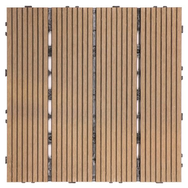 Golden Select Light Brown Composite Deck Tiles, 8 Pack