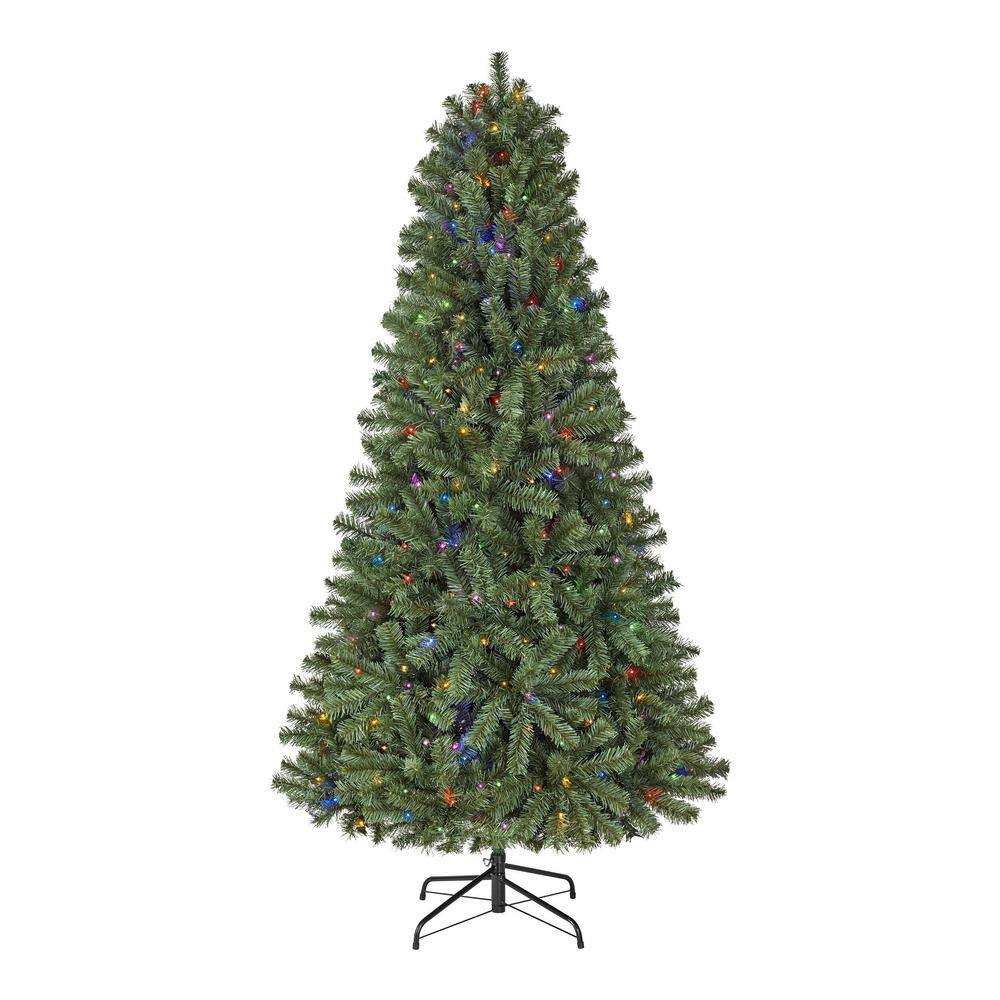 Home Accents Holiday 6.5 ft. Festive Pine LED Pre-Lit Artificial Christmas Tree T9