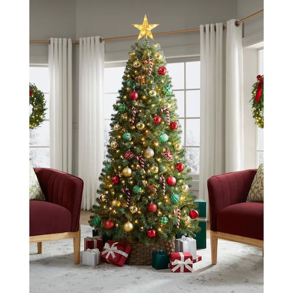 Home Accents Holiday 6.5 ft. Festive Pine LED Pre-Lit Artificial Christmas Tree T9